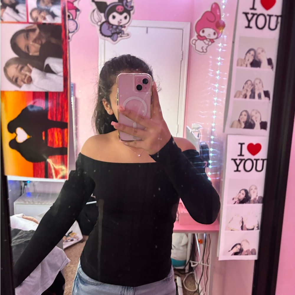 Off-Shoulder Black Top